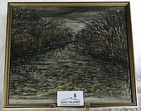 Front view of framed watercolour landscape