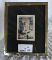 Framed watercolor still life under glass