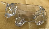 Left side view of clear crystal bull figurine