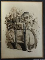 Close view of the watercolour showing subject and technique