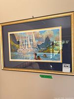 Full view of framed print on wall