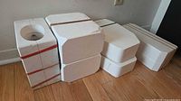 Grouped view of all eight plaster mold pieces stacked