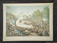 Full view of unframed Battle of Corinth lithograph with margin