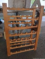 Full view of wooden wine rack front