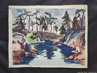 Full view of watercolor landscape painting