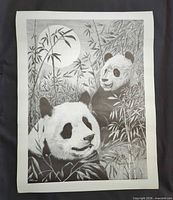 Full view of unframed panda print showing artwork detail and margins