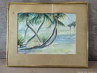Framed watercolor seascape full view