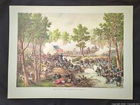 Full view of unframed Battle of Spottsylvania lithograph showing margins and image