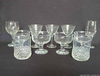 Front view of entire 11-piece glassware set