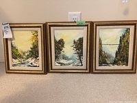 Front view showing all three framed paintings