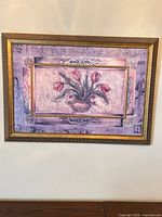 Front view of framed printed canvas tulip artwork