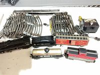 overview of locomotive, cars, tracks, transformer
