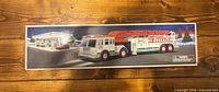 Front panel of box depicting Hess 2000 fire truck and station