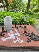 Group shot of all display items on tabletop outside
