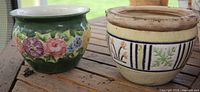Both ceramic pots side by side showing exterior designs