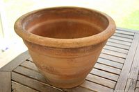 Full view of terracotta planter showing size and shape