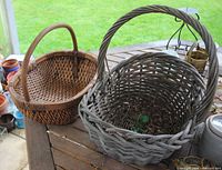 Top view of both oval wicker baskets on table