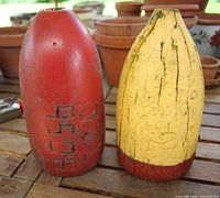Front view of both buoys showing colors and textures