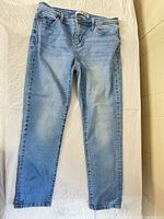 Front view of light blue Code Bleu straight leg pants