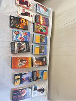 Overview of all VHS tapes laid out on table