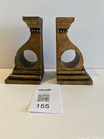Front view of both wooden bookends