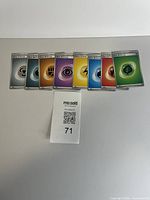 Eight Basic Energy cards laid out in a row