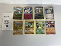 All eight cards laid out front side visible