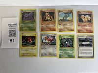 All eight cards laid out with lot tag visible
