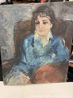 Front view of oil portrait on canvas