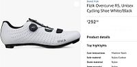 Left side view of one shoe showing white perforated upper, BOA dial and Velcro strap