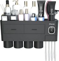 Front view of organizer fully loaded with toiletries