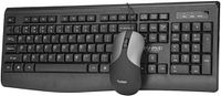 Top view of Marvo wired keyboard with mouse resting on keys