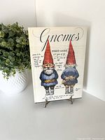 Front cover of 1977 Gnomes hardcover book on stand