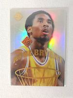 Front of holographic 1998 Collector's Edge Kobe Bryant card showing player image and foil elements