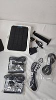 Solar panel with mount, adapters, cable