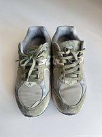 Top view of the pair showing overall design, laces, materials, and toe condition