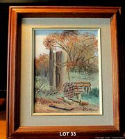 Full view of framed Roger Berthiaume painting