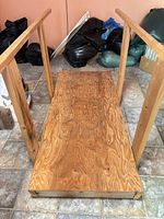 Top view showing full plywood deck and both handrails