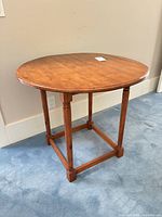 Full view of round wood side table