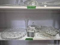 shelf view showing all five glass items together