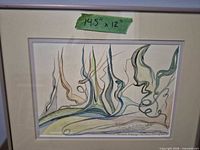 Abstract watercolor print in frame with mat