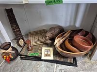 group shot of all wooden, wicker and decorative items