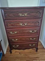 Full view of five-drawer dresser