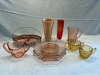 Group shot of all coloured glass items