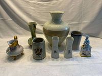 Group shot of all eight porcelain items