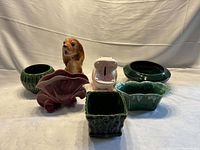 Group shot of all six ceramic pieces in lot