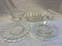 Group shot of all Cornflower glass pieces