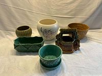 Group shot of all seven McCoy pottery pieces