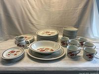 Full view of all dinnerware pieces displayed