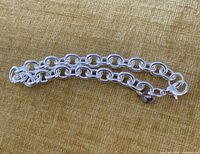 Bracelet close-up showing oval links and clasp